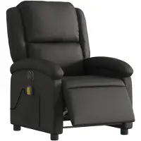 vidaXL Fauteuil de massage électrique noir cuir véritable