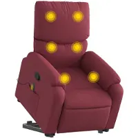 vidaXL Fauteuil de massage avec releveur vin rouge Tissu