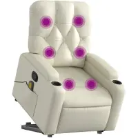 vidaXL Fauteuil de massage avec releveur Crème Similicuir