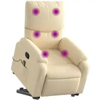 vidaXL Fauteuil de massage avec releveur Crème Tissu