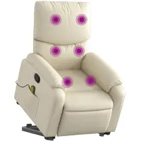 vidaXL Fauteuil de massage avec releveur Crème Similicuir