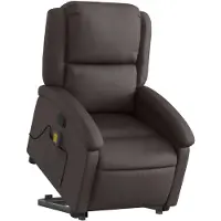 vidaXL Fauteuil de massage avec releveur Marron foncé Cuir véritable
