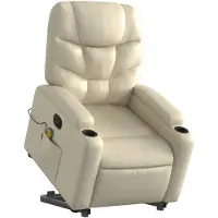 vidaXL Fauteuil de massage avec releveur Crème Similicuir