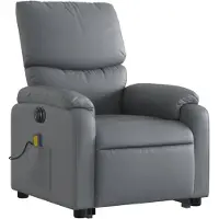 vidaXL Fauteuil de massage avec releveur électrique Gris Similicuir