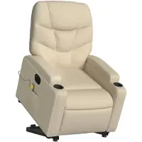 vidaXL Fauteuil de massage électrique avec releveur Crème Tissu