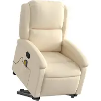 vidaXL Fauteuil de massage avec releveur Crème Tissu