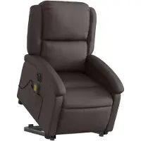 vidaXL Fauteuil de massage avec releveur électrique Marron foncé Cuir véritable