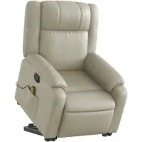vidaXL Fauteuil de massage avec releveur Crème Similicuir