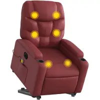 vidaXL Fauteuil de massage avec releveur électrique vin rouge similicuir