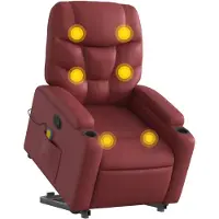vidaXL Fauteuil de massage avec fonction releveur Vin rouge Similicuir