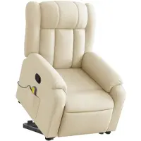 vidaXL Fauteuil de massage avec releveur Crème Tissu