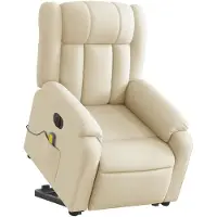 vidaXL Fauteuil inclinable de massage électrique Crème Tissu