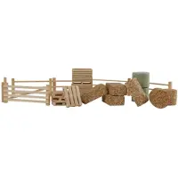 Kids Globe Farming Zubehör Set 19tlg. für Bauernhof mit Zäunen Heuballen 1:32