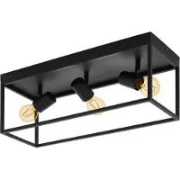 Eglo Plafonnier Silentina, plafonnier 3 feux, industriel en acier, lampe de salon en noir, lampe de cuisine, plafonnier d'entrée avec douille E27