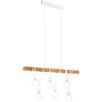 Eglo Lampe suspendue Townshend 6 lampes Bois Blanc et beige