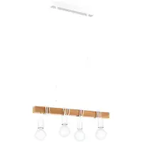 Eglo Lampe suspendue Townshend 4 lampes Bois Blanc et beige
