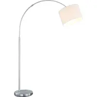 TRIO Leuchten - Lampe arquée moderne I Lampe arquée I Lampe I Acier I Argent I nickel mat avec abat-jour blanc - Hôtel I Salon I Chambre à coucher - Métal Autre - Convient pour LED E27