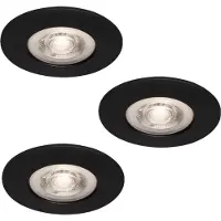 Briloner Lampe LED encastrée LEUCHTEN KULANA, 5 W, 460 lm, IP44, noir mat, plastique, set de 3, Ø 9 cm
