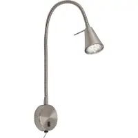 Briloner TUSA Lampe de lecture LED orientable bras flexible 45 cm 4 W 400 lm 3000 K lumière blanc chaud avec interrupteur nickel mat lampe chevet chambre