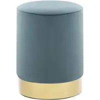 vidaXL Tabouret Bleu clair et doré Velours 28 x 36 cm