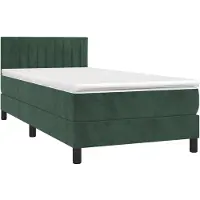 vidaXL Lit boxspring avec matelas & LED vert foncé 90x190 cm velours
