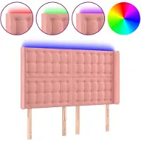 vidaXL Tête de lit LED rose 147x16x118/128 cm velours