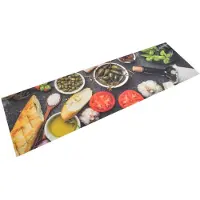 vidaXL Tapis de cuisine lavable impression vin dîner 45x150 cm velours