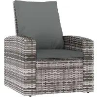 vidaXL Fauteuil de jardin Réglable avec coussin Gris Poly Rattan