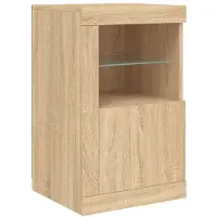 vidaXL Armoire d'appoint avec lampes LED Chêne Sonoma Matériau dérivé du bois