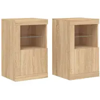 vidaXL Armoires d'appoint avec lampes LED 2 pcs. chêne Sonoma