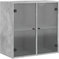 vidaXL Armoire murale avec portes en verre gris béton 68x37x68,5 cm