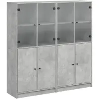 vidaXL Bibliothèque avec portes gris béton 136x37x142 cm Bois composite