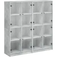 vidaXL Bibliothèque avec portes gris béton 136x37x142 cm Bois composite