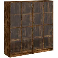 vidaXL Bibliothèque avec portes chêne fumé 136x37x142cm bois composite