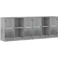 vidaXL Bibliothèque avec portes gris béton 204x37x75 cm Bois composite