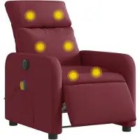 vidaXL Fauteuil de massage électrique vin rouge tissu