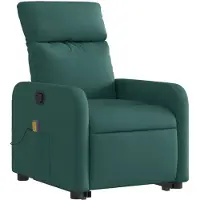 vidaXL Fauteuil de massage avec releveur Vert foncé Tissu