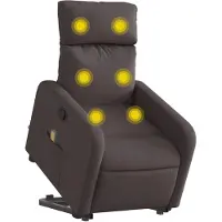 vidaXL Fauteuil de massage avec releveur Tissu marron foncé