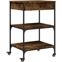 DKD Home Decor Chariot de cuisine chêne fumé 60x48x89,5 cm bois composite