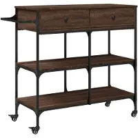 vidaXL Chariot de cuisine brun imitation chêne 105x42x95 cm Bois composite