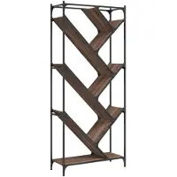 vidaXL Bibliothèque chêne marron 79x30x180 cm bois ingénierie et métal