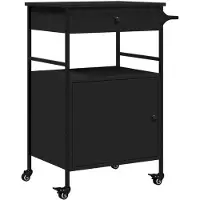 vidaXL Chariot de cuisine Noir 56x43x89,5 cm Bois composite
