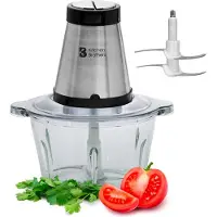 Kitchenbrothers Chopper - Hachoir électrique - 2 vitesses - 300W - 1.8L - Bol en verre