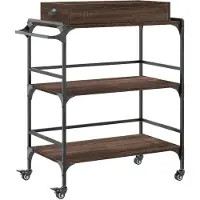 vidaXL Chariot de cuisine brun imitation chêne 81,5x41x92,5 cm Bois composite