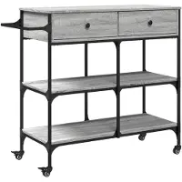 DKD Home Decor Chariot de cuisine Gris Sonoma 105x42x95 cm Matériau dérivé du bois
