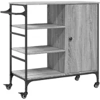 DKD Home Decor Chariot de cuisine Gris Sonoma 87,5x38,5x84,5 cm Matériau dérivé du bois