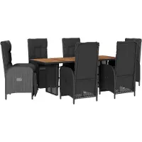 vidaXL Ensemble de jardin 7 pièces avec coussins Noir Poly Rattan