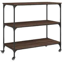 DKD Home Decor Chariot de cuisine aspect chêne brun 102x50x95 cm Matériau dérivé du bois