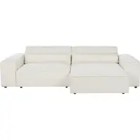 Beliani Canapé D'angle Hellnar Blanc Cassé Bouclé Côté Gauche