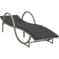 vidaXL Chaise longue avec support gris clair 60x199x42 cm Poly rotin